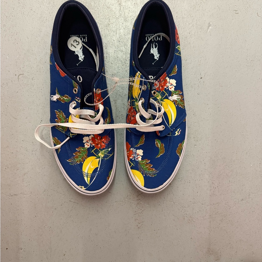 Polo Ralph Lauren Floral Blue Sneakers NWOT
